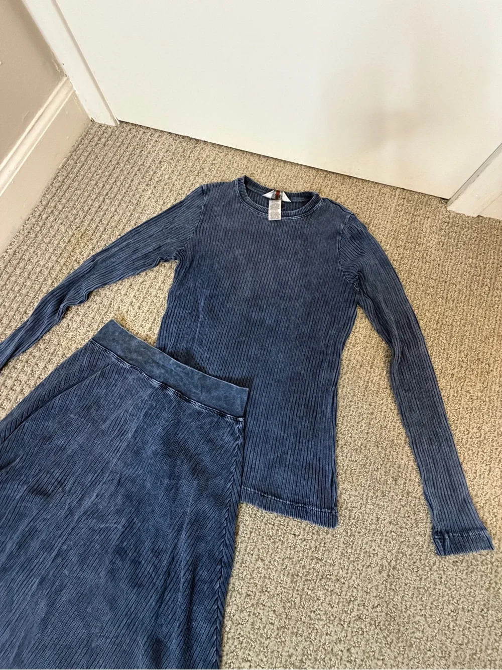 Hard Tail Forever Navy Ribbed A-Line matching set Top and Skirt size S